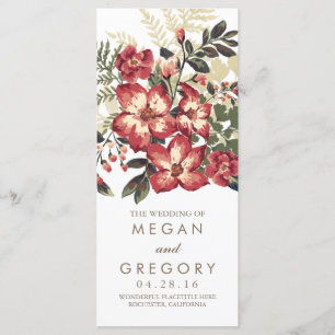 vintages programmes de mariage de fleurs bordeaux