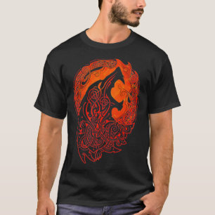 VintageVikings celtic mythology fenrir Wolf runes  T-Shirt