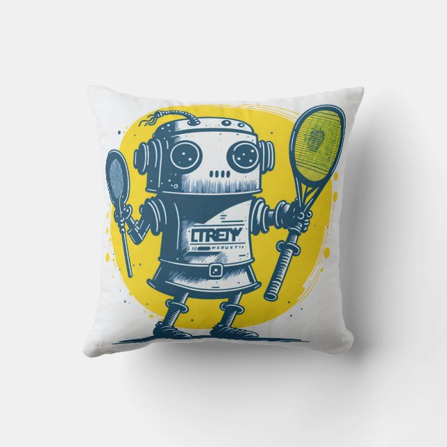 vintaje cute robot steampunk friendly IA 4 Throw Pillow (Back)