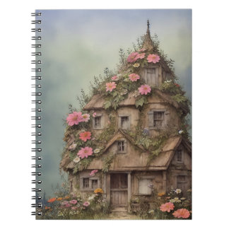vintaje fantasy house flowers 5 notebook