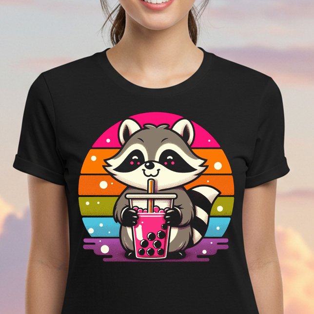 Vintege Cute Bubble Tea Racoon T-Shirt (Creator Uploaded)