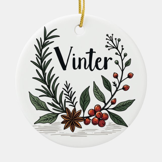 Vinter - Scandinavian Winter Floral Ornament (Front)
