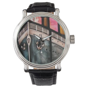 Vintge wristwatch featuring the bow of the Titanic