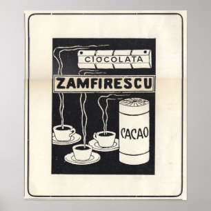 Vintige ad 1913 for Romanian for cocholate Poster