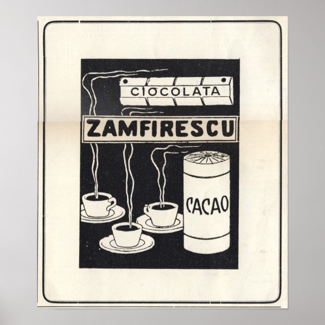 Vintige ad 1913 for Romanian for cocholate Poster (Front)
