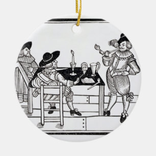 Vintners in a Tudor ale house, from a broadsheet ' Ceramic Ornament