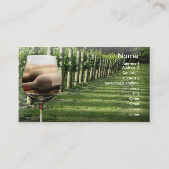 Vinyard with Wine With Glasses Business Card (Front)