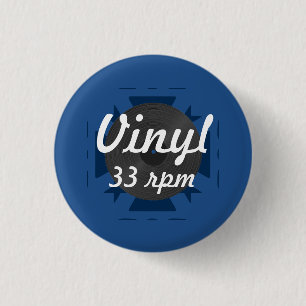 Vinyl 33 rpm,Blue/White/Grey 1 Inch Round Button