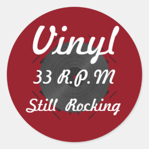 Vinyl 33 RPM Still Rocking 3 Red/White Classic Round Sticker