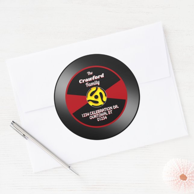 Vinyl 45 Étiquette de dossiers Adresse de famille (Enveloppe)