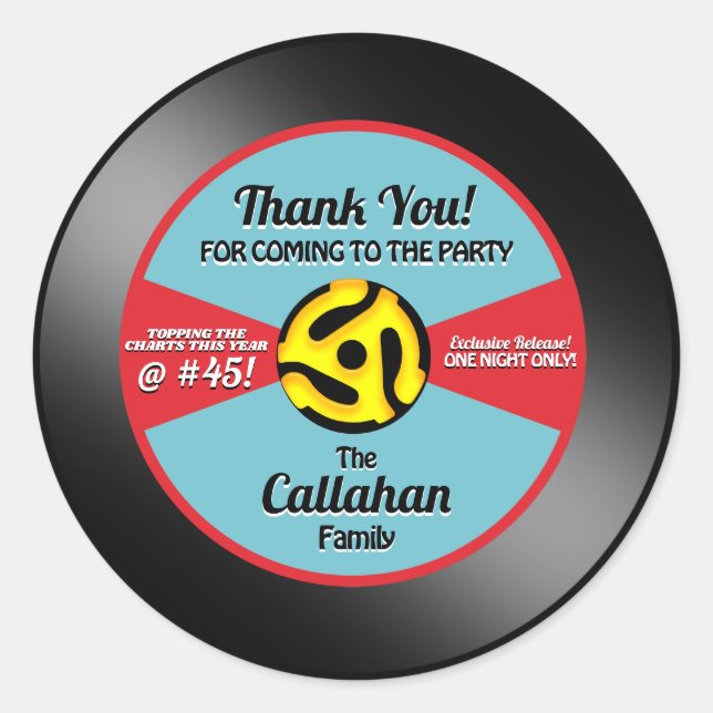 Vinyl 45 Étiquette record Anniversaire Merci de fê (Devant)