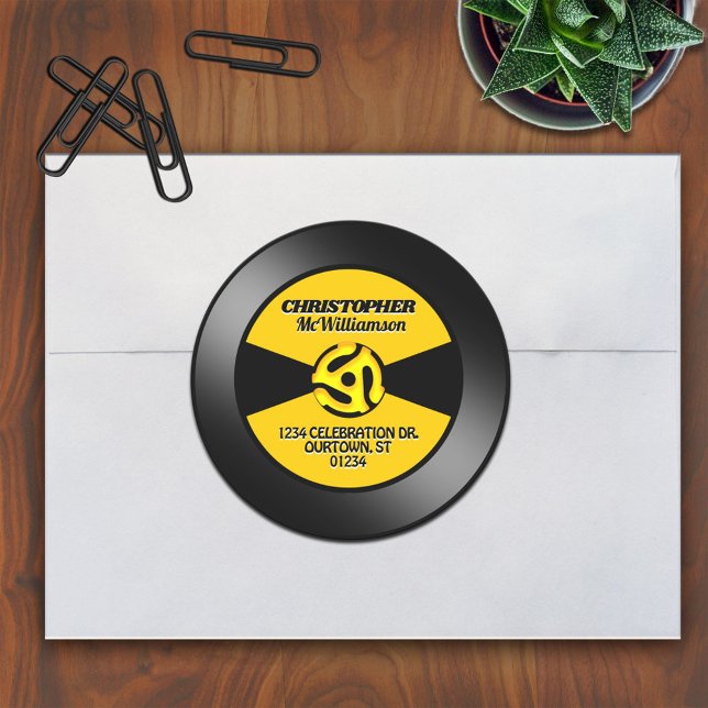 Vinyl 45 Record Label Personalized Address Sticker (Creator Uploaded)