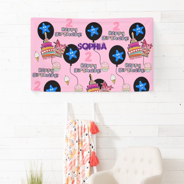 Vinyl Banner, Happy 2nd Birthday Banner, #2nd Banner (Insitu)