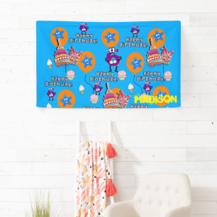 Vinyl Banner, Happy 6th Birthday Banner, #6 Blue Banner