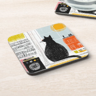 Vinyl Black Cat High Rise Live Set Coaster