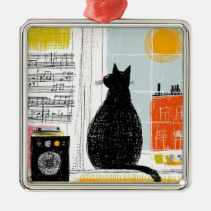 Vinyl Black Cat High Rise Live Set Metal Ornament