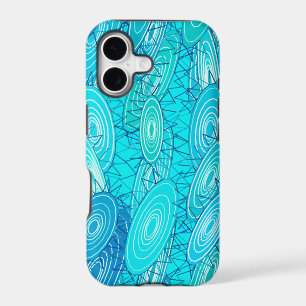 "Vinyl Blues" abstract - turquoise, blue, white