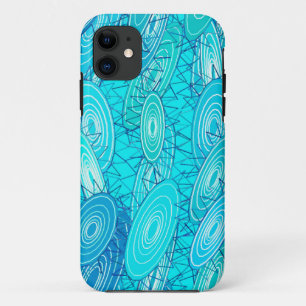 "Vinyl Blues" abstract - turquoise, blue, white iPhone 11 Case
