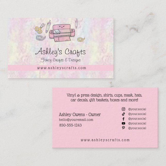 Vinyl Crafting and Design - Blush Pink  Business C Business Card (Front/Back)