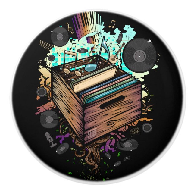 Vinyl Crate Music Ceramic Knob (Front)