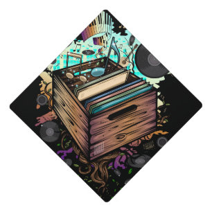 Vinyl Crate Music Graduation Cap Topper