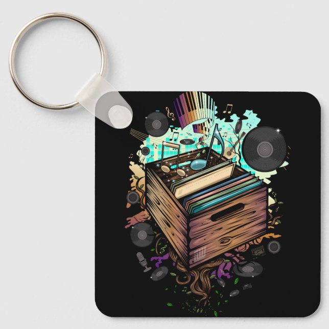 Vinyl Crate Music Keychain (Front)