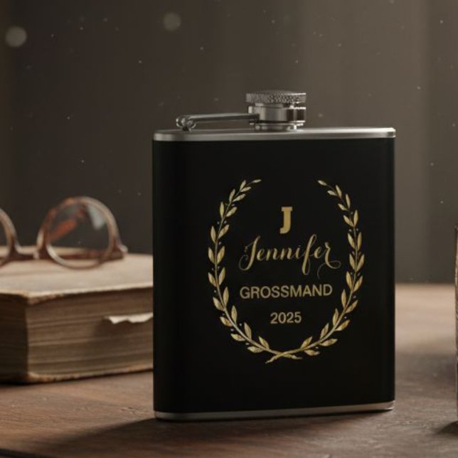 Vinyl flask with personalized black design  (Creator Uploaded)