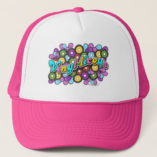 Vinyl Fun Record Slogan Colourful Art Design Trucker Hat (Front)