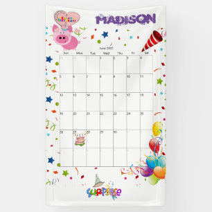 Vinyl Happy Birthday Calendar June 2022  Banner