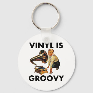 Vinyl Is Groovy Record Collector Humour Funny Pun Keychain
