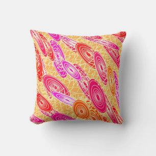 "Vinyl Jazz" abstract - orange, fuchsia, pink Throw Pillow