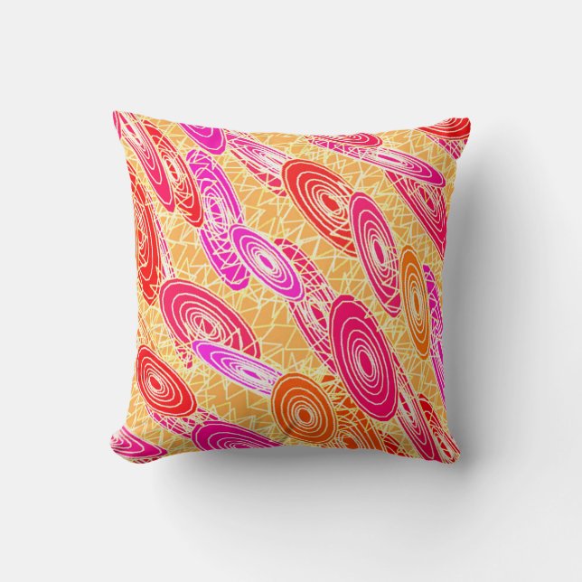"Vinyl Jazz" abstract - orange, fuchsia, pink Throw Pillow (Front)