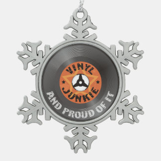 Vinyl Junkie - And Proud of It Snowflake Pewter Christmas Ornament