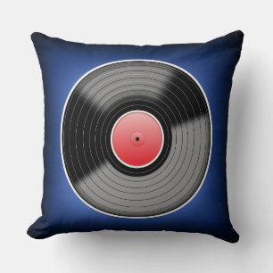 Vinyl Junkie Blue Fade Square Throw Pillow