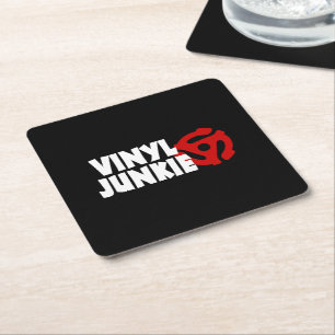 Vinyl Junkie Square Paper Coaster