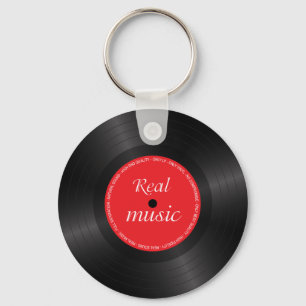 Vinyl long play disc keychain