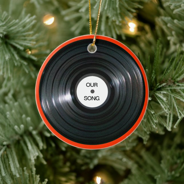 Vinyl LP Record Ceramic Ornament (Tree)