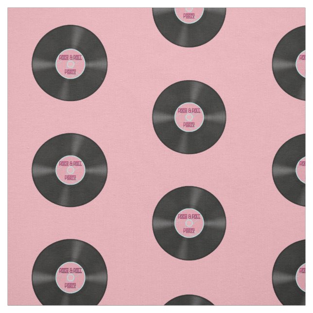 Vinyl LP Record on Pink Pattern Fabric (Swatch)