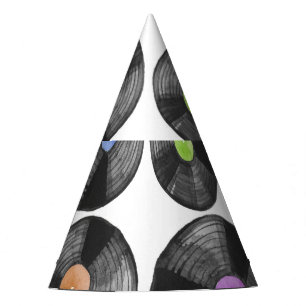 Vinyl LP Records Retro Illustration Party Hat