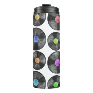 Vinyl LP Records Retro Illustration Thermal Tumbler