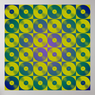 Vinyl music records pop art style square poster