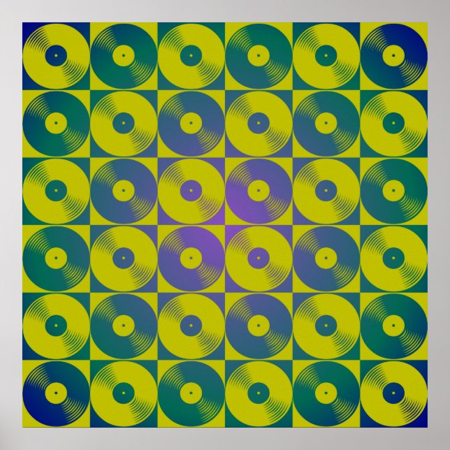 Vinyl music records pop art style square poster (Front)