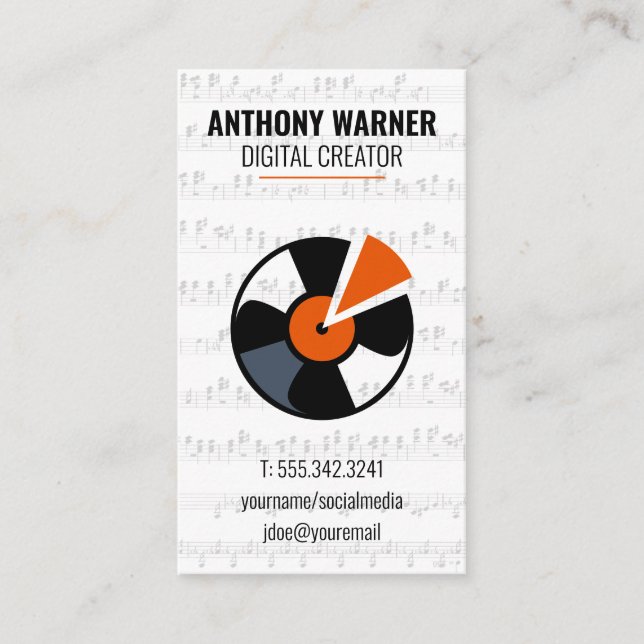 Vinyl | Musical Sheet Business Card (Front)