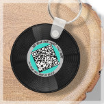 Vinyl | Musician DJ | QR Code Keychain<br><div class="desc">Introducing our customizable vinyl LP style QR Code keychain- the perfect accessory for the music professional! This keychain features a sleek vinyl LP record in aqua blue and grey, along with a QR code that can be linked to your own music. With our "personalize" feature, you can generate your own...</div>