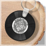 Vinyl | Musician DJ | QR Code Keychain<br><div class="desc">Introducing our customizable vinyl LP style QR Code keychain- the perfect accessory for the music professional! This keychain features a sleek vinyl LP record in grey and white, along with a QR code that can be linked to your own music. With our "personalize" feature, you can generate your own unique...</div>