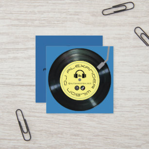 Vinyl Player DJ Sky Blue Square Business Card