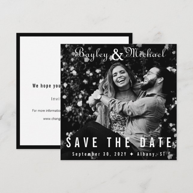 Vinyl Record Album Cover Photo Save the Date Invitation (Front/Back)