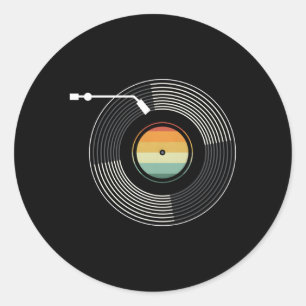 Vinyl Record Album Music Player Audiophile Classic Round Sticker