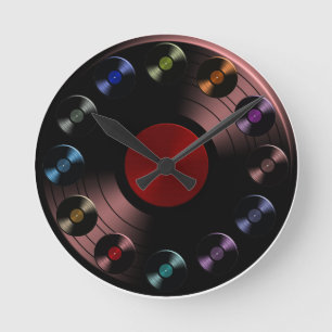 Vinyl Record Album Retro LP Boho Round Clock