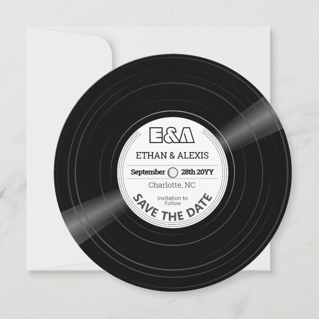 Vinyl Record Essentials - White Label Save The Date (Front)